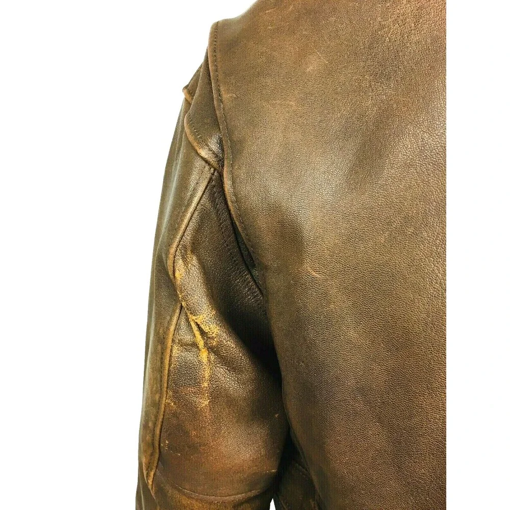 VTG Avirex Leather Sheep Wool Type G-1 Flight Bomber Jacket US Navy Aeronautics
